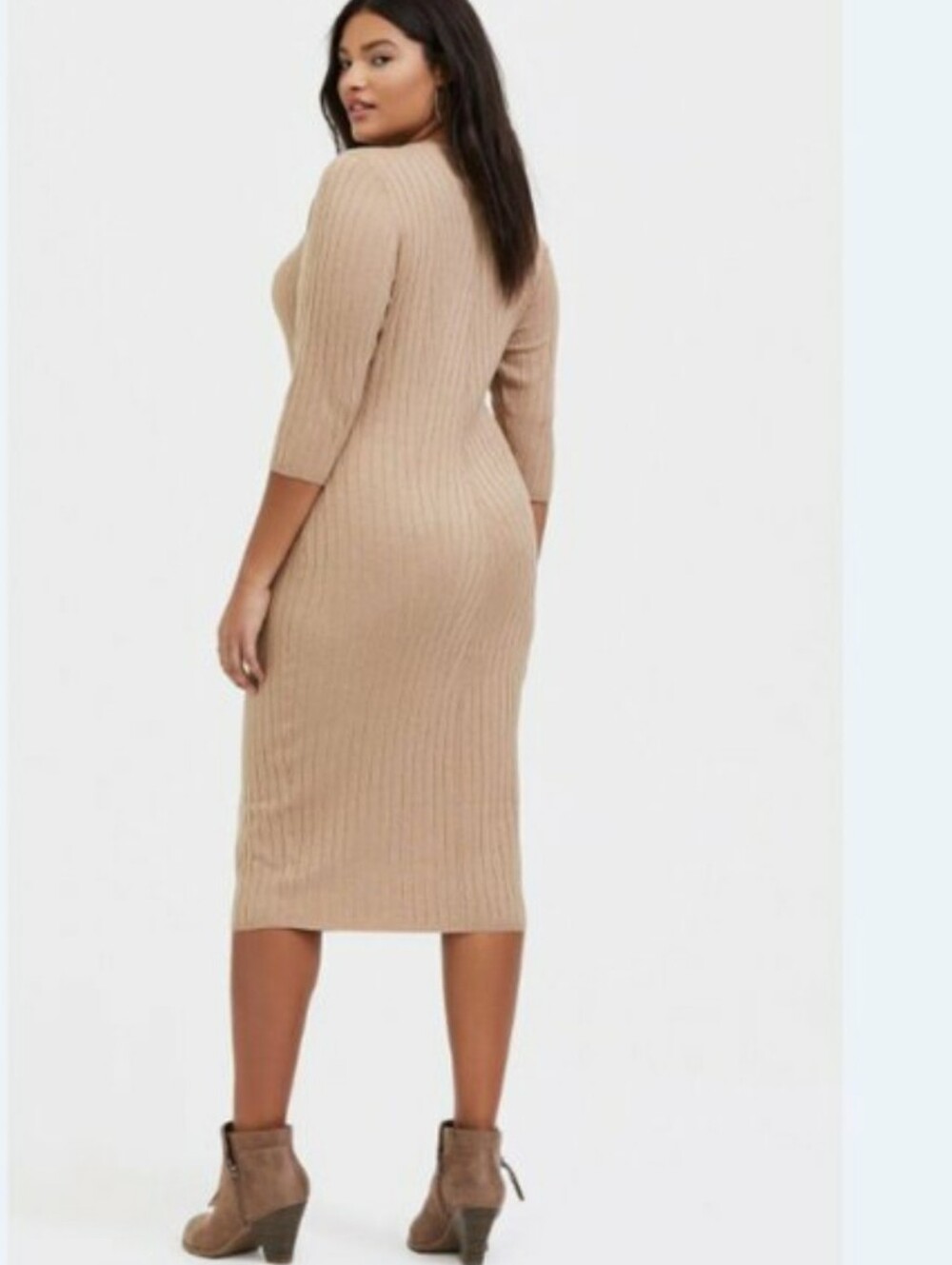 Torrid Beige Ribbed Midi Sweater Dress Size 3X - Picture 2 of 9